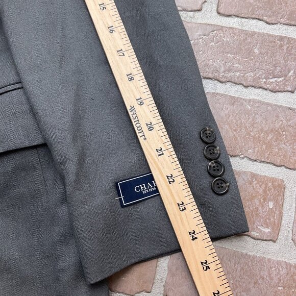 Chaps Blazer Men 38R Gray Herringbone Linen Blend Classic Career Suit Jacket NWT - Picture 4 of 11